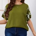 thumbnail image 1 of Patlollav Women Cotton Linen Tshirt Summer Plus Size Floral Short Sleeve Tunic Tops 2024 Casual Round Neck Tee Shirts, 1 of 6