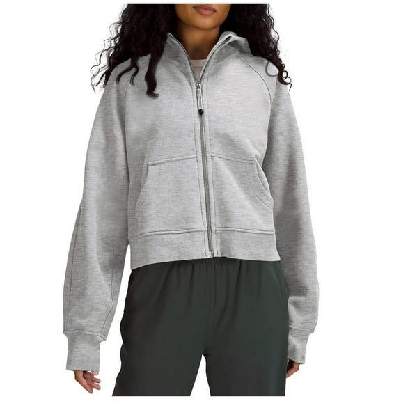 Patlollav Women Hoodies Sweatshirt Tops Casual Loose Long Sleeve Zipper Solid Cardigan With Pocket