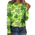 thumbnail image 1 of Patlollav Women Long Sleeve T-Shirts Casual St. Patrick Print Crewneck Pullover Tops, 1 of 6