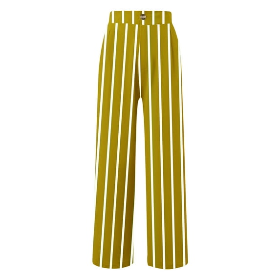 Patlollav Women Loose Casual Comfortable Solid Color Striped Straight Leg Wide Leg Pants Cropped Pants