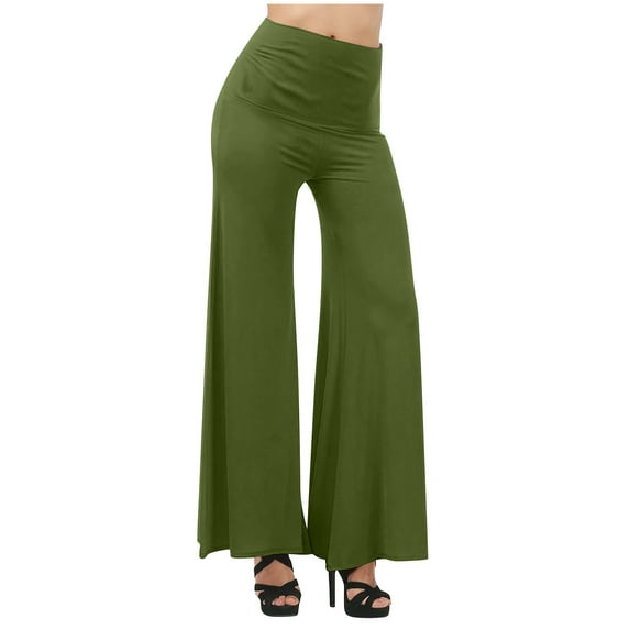 Patlollav Women Loose High Waist Wide Leg Pants Workout Out Leggings Casual Trousers Yoga Gym Flare Pants