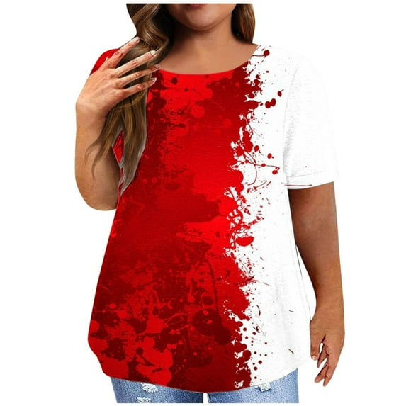 Patlollav Women Plus Size Shirts Summer Short Sleeve Tunic Tops Floral Casual Crewneck Loose T-Shirt Blouses