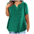 thumbnail image 1 of Patlollav Women Plus Size Tshirt Henley Shirts Loose Fit Split V Neck Solid Tops Casual Summer Oversize T-Shirts, 1 of 1