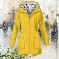 thumbnail image 1 of Patlollav Women Rain Jackets Solid Color Outdoor Hooded Windproof Loose with Pocket Coat, 1 of 6