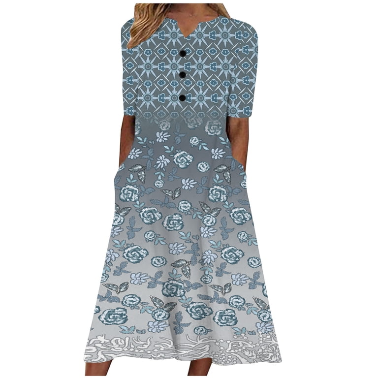 slim fit dress slacks Womens Long Fashion Print Loose Party Dress 070575231 main image 0
