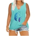 thumbnail image 1 of Patlollav Women Summer Tops Trendy Print V Neck Sleeveless Tee Shirts on Ladies, 1 of 6