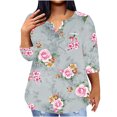 thumbnail image 1 of Patlollav Women Tees Under $10,Plus Size Tops for Women Summer Sexy V-Neck Print Casual Loose 3/4 Sleeve Blouse, 1 of 6