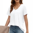 thumbnail image 1 of Patlollav Women Tees Under $10,Summer Tops for Women Solid Casual Trendy Short Sleeve T Shirts Scoop Neck Tee Shirts, 1 of 6