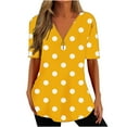 thumbnail image 1 of Patlollav Women Tees Under $10,Summer Tops for Women's New Spring V-Neck Zipper Polka Dot Print Blouse Short-Sleeve V-Neck Shirt, 1 of 6