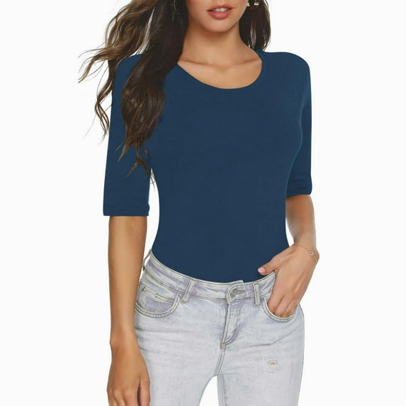 Patlollav Women Tees Under $10,Tops for Women Casual Solid Color Short-Sleeve Blouses V-Neck Shirts