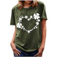 thumbnail image 1 of Patlollav Women Tees Under $10,Women's St. Patrick'S Day T-Shirt Four Leaf Clover Heart Print Round Neck Short Sleeve Casual Tops, 1 of 6