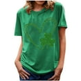 thumbnail image 1 of Patlollav Women Tees Under $10,Women's St. Patrick'S Day T-Shirt Shamrock Heart Print Round Neck Short Sleeve Casual Tops, 1 of 6