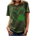 thumbnail image 1 of Patlollav Women Tees Under $10,Women's St. Patrick'S Day T-Shirt Shamrock Heart Print Round Neck Short Sleeve Casual Tops, 1 of 6