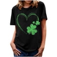 thumbnail image 1 of Patlollav Women Tees Under $10,Women's St. Patrick'S Day T-Shirt Shamrock Heart Print Round Neck Short Sleeve Casual Tops, 1 of 6