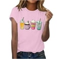 thumbnail image 1 of Patlollav Women Tees Under $10,Womens Loose Shirt Fashion Crewneck Easter Print Short Sleeve T-Shirt Casual Tops, 1 of 6