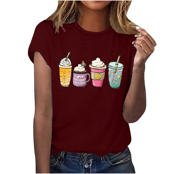 Patlollav Women Tees Under $10,Womens Loose Shirt Fashion Crewneck Easter Print Short Sleeve T-Shirt Casual Tops