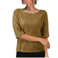thumbnail image 1 of Patlollav Women Tees Under $10, Tops for Women's Loose Sparkling Pearl Glitter Sequin Medium Sleeve Round Neck T-Shirt, 1 of 6