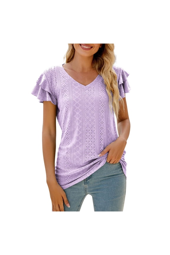 Women Tees Under $10, Women Short Sleeve Tops Fashion Comfortable Breathable V-Neck Blouses Shirt