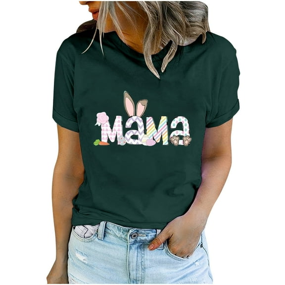 Patlollav Women Tees Under $10, Women's Round Neck Tops Printed T-Shirt Comfortable Short Sleeve Blouses for Easter