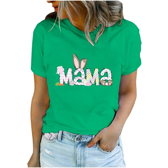 Patlollav Women Tees Under $10, Women's Round Neck Tops Printed T-Shirt Comfortable Short Sleeve Blouses for Easter