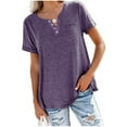 thumbnail image 1 of Patlollav Women Tops Solid Button T-Shirt Short Sleeve Blouse, 1 of 6