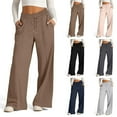 thumbnail image 1 of Patlollav Women Trousers Full Pants Casual Straight Solid Color Loose Casual Wide Leg Pants, 1 of 6