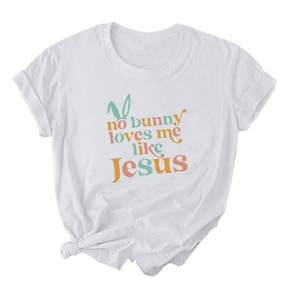 Patlollav Women Tshirts Under $10, Easter Tops for Women Short Sleeve Casual Loose Round Neck Top/Shirt