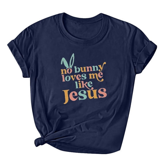 Patlollav Women Tshirts Under $10, Easter Tops for Women Short Sleeve Casual Loose Round Neck Top/Shirt