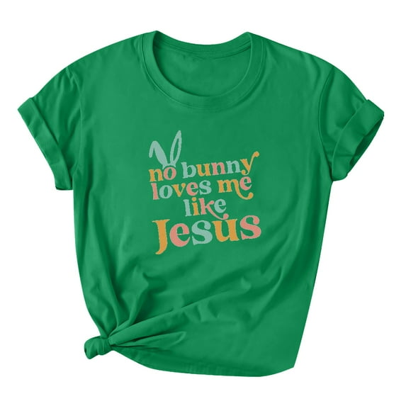 Patlollav Women Tshirts Under $10, Easter Tops for Women Short Sleeve Casual Loose Round Neck Top/Shirt