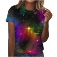 thumbnail image 1 of Patlollav Women Tshirts Under $10, Short Sleeve Tops for Womens Cosmic Star Sky Print Funny Casual Fashion Blouse, 1 of 6