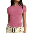 thumbnail image 1 of Patlollav Women Tshirts Under $10, Women's Casual Basic Going Out Crop Tops Slim Fit Short Sleeve Crew Neck Tight T Shirts, 1 of 6