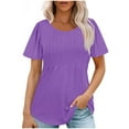 thumbnail image 1 of Patlollav Women Tshirts Under $10, Women's Short Sleeve T Shirts Casual Summer Plain Round Neck Loose Fit Tee Blouse Tops, 1 of 6