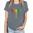 thumbnail image 1 of Patlollav Women Tshirts Under $10, Womens Short Sleeve Tops Rainbow Moon Heart Print Casual Round-Neck Blouse T-Shirt, 1 of 6