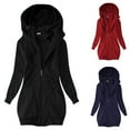 thumbnail image 1 of Patlollav Women Zipper Coat Pockets Versatile Long Sleeve Hooded Casual Outwear Jackets, 1 of 7