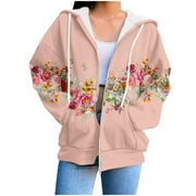 Patlollav Women's Cardigan Zipper Tops Long Sleeve Sweatshirt Pockets Hoodies