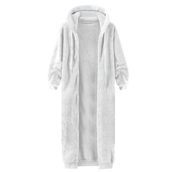 Patlollav Women's Fall Winter Coat Double-Sided Velvet Zipper Hooded Jacket