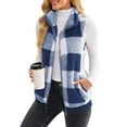 thumbnail image 1 of Patlollav Women's Plaid Print Cardigans Open Front Sleeveless Plush Coat Tops, 1 of 6