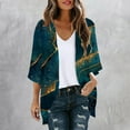 thumbnail image 1 of Patlollav Women's Savings Deal,Fall Summer Ladies Cardigan Coat 3/4 Sleeve Printed Casual Tops Blouse with Pocket, 1 of 6