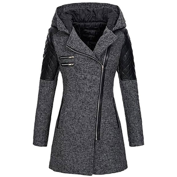 Patlollav Women's Warm Slim Jacket Thick Overcoat Winter Outwear Hooded Zipper Coat