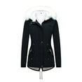 thumbnail image 1 of Patlollav Women's Winter Solid Color Thickened Plush Cotton Jacket Warm Plush Coat, 1 of 6