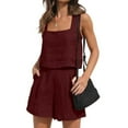 thumbnail image 1 of Patlollav Womens 2 Piece Outfits Sleeveless Crop Top Shorts Set With Pockets, 1 of 6