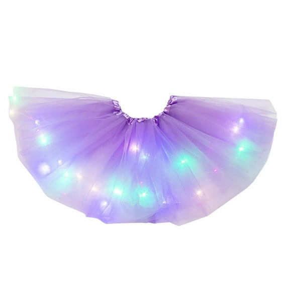 Patlollav Womens 3 Level Mesh Tulle Skirt Princess Skirt with Led Small Bulb