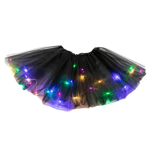 Patlollav Womens 3 Level Mesh Tulle Skirt Princess Skirt with Led Small Bulb
