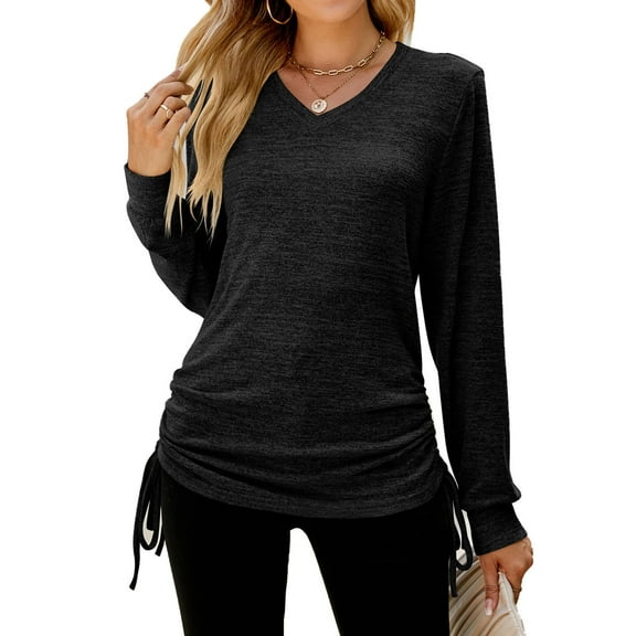 Patlollav Womens Autumn/Winter T-Shirt Solid Color Loose Long Sleeve Crew-Neck Top/Shirt on Ladies
