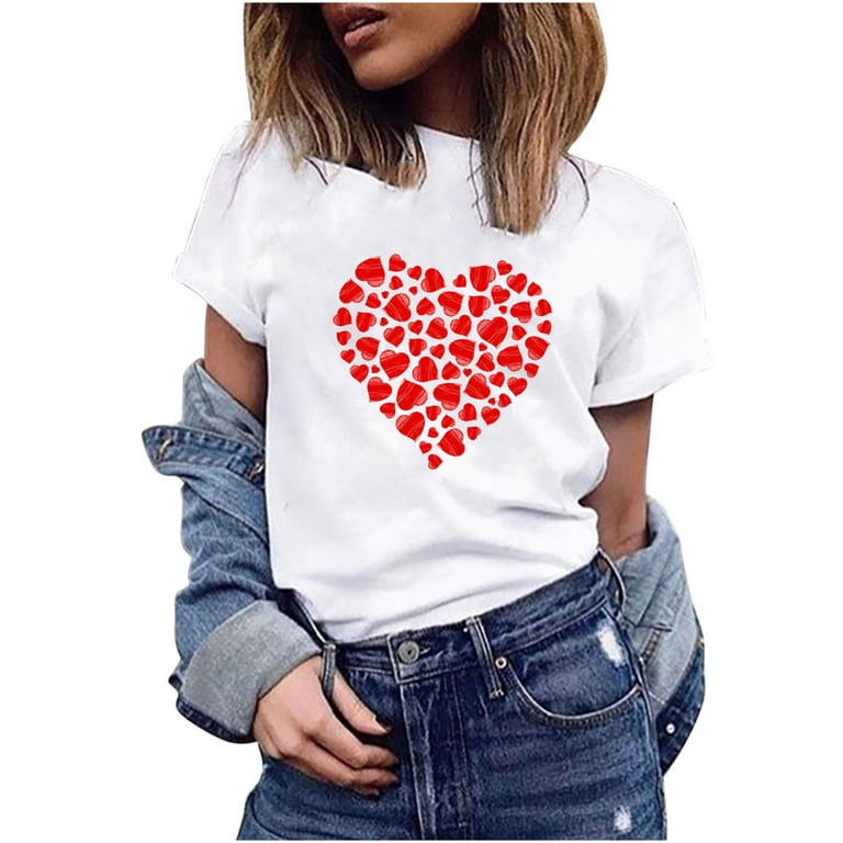 Patlollav Womens Bicycle Love T-Shirt Summer Casual Korean Harajuku Style  Graphic Tops Rollback and Clearance Tops 