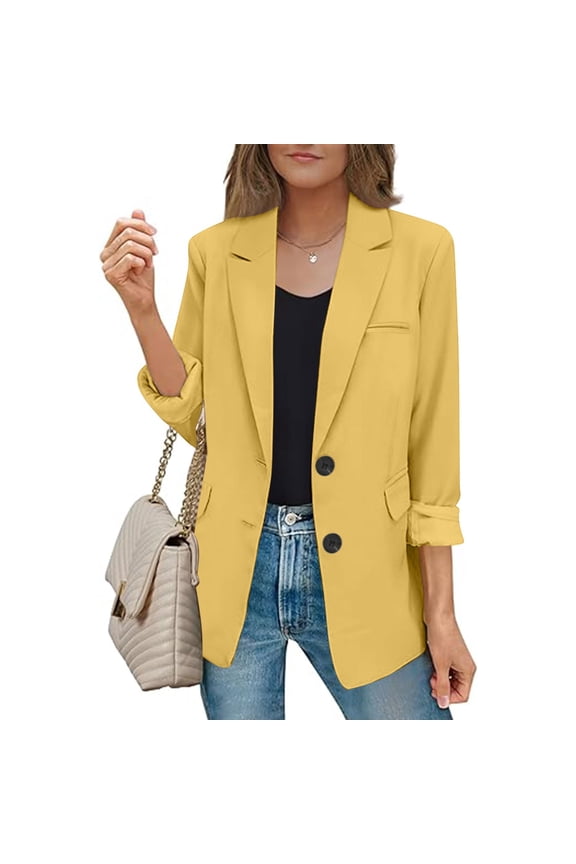 Womens Bussiness Casual Blazers Open Front Long Sleeve Work Office Blazer Jacket With Shoulder Pads Winter Fashion 2024