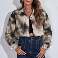 thumbnail image 1 of Patlollav Womens Button Tops Blouse Shirt Print Coat Navel Short Top, 1 of 6