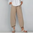 thumbnail image 1 of Patlollav Womens Casual High Waist Solid Summer Cotton Loose Long Straight Pants, 1 of 6