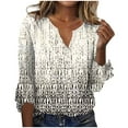 thumbnail image 1 of Patlollav Womens Casual Print V-Neck Flared Sleeve T-Shirt Tops, 1 of 6