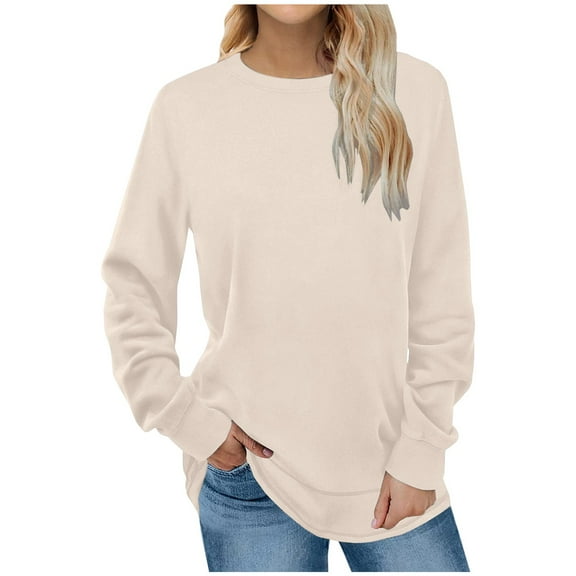 Patlollav Womens Casual Round Neck Long Sleeve Pullover Colorblock Tops Blouse